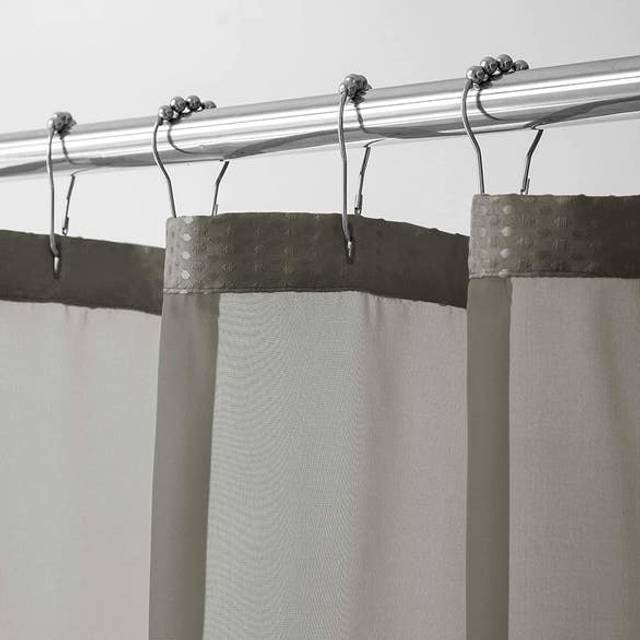 HomeRoots 399753 72 x 70 x 1 in. Gray Sheer & Grid Shower Curtain & Liner Set