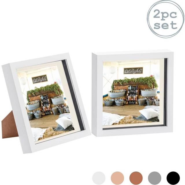 Nicola Spring - 3D Box Photo Frames - Ivory (22.5cm H x 22.5cm W x 3.5cm D)
