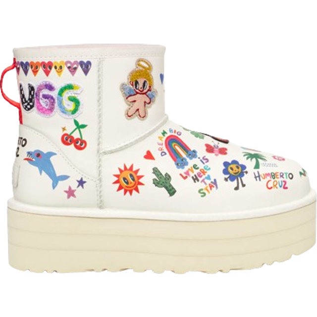 (WMNS) UGG Classic Mini Boot 'Humberto Cruz Pop Sketch' 1153065-WHT - White/Pink