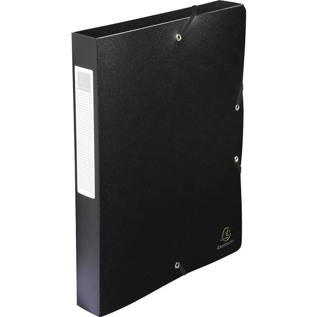 Exacompta Elasticated Polypropylene Box File A4 40mm Pack of 8, Black