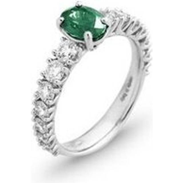 Ponte Vecchio Eternity 18ct White Gold 1.00ct Emerald Diamond Oval Cut Ring - White Gold