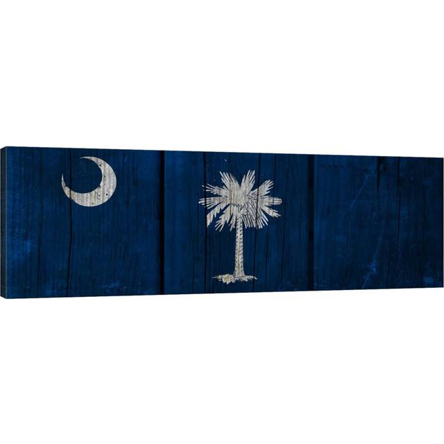 South Carolina Flag on Wood Planks by Bay Isle Home - Wrapped Canvas Panoramic Art Prints (182.88 cm H x 60.96 cm W)