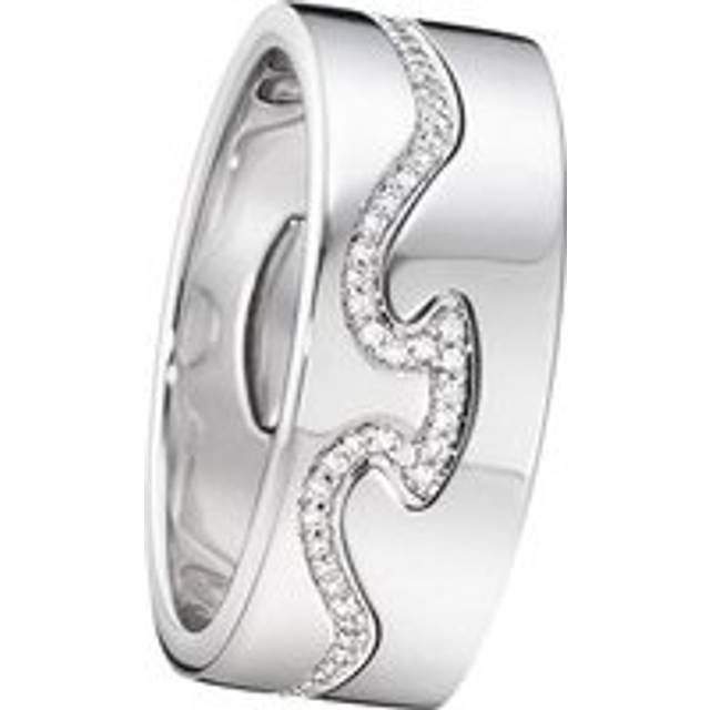 Georg Jensen Fusion 18ct White Gold Diamond Two Piece Ring - 55