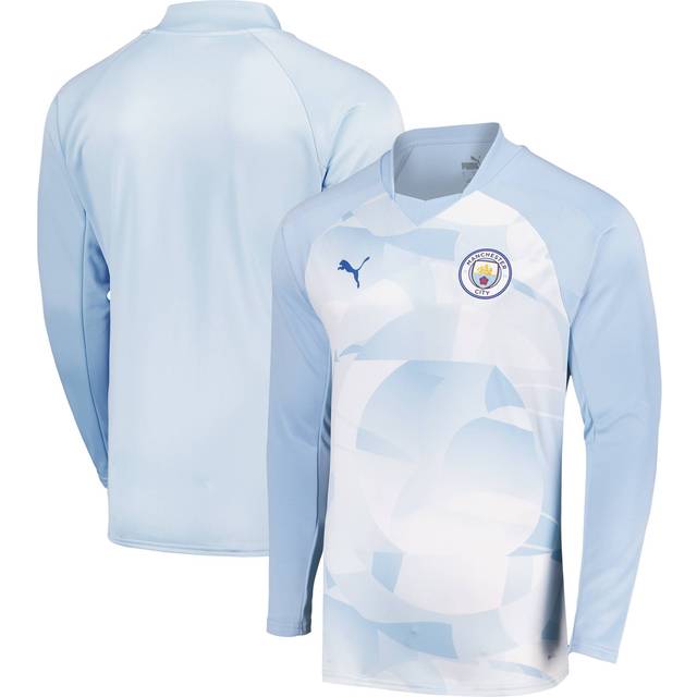 '23-'24 Man City Prematch LS Sweat Top (Silver Sky) Men's White Polyester Manchester City Made By: Puma