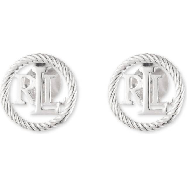Lauren Ralph Lauren Sterling Silver Monogram Stud Earrings, Silver