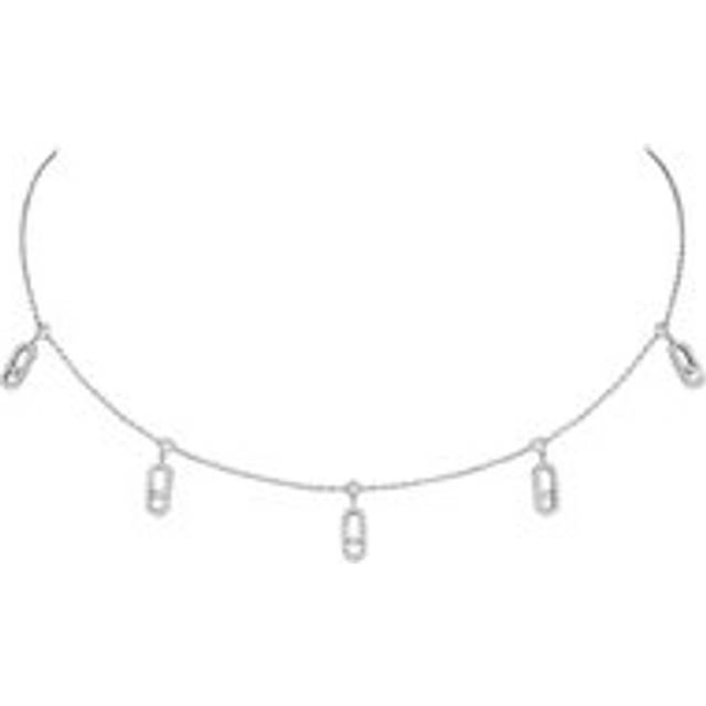 Messika Move Uno 18ct White Gold Diamond Pave Drop Pendant Choker - Gold