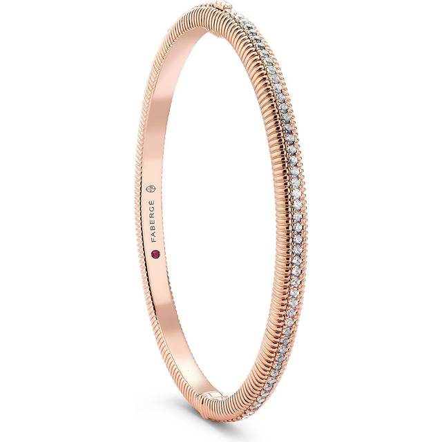 Faberge Colours of Love 18ct Rose Gold Diamond Hinged Fluted Bracelet