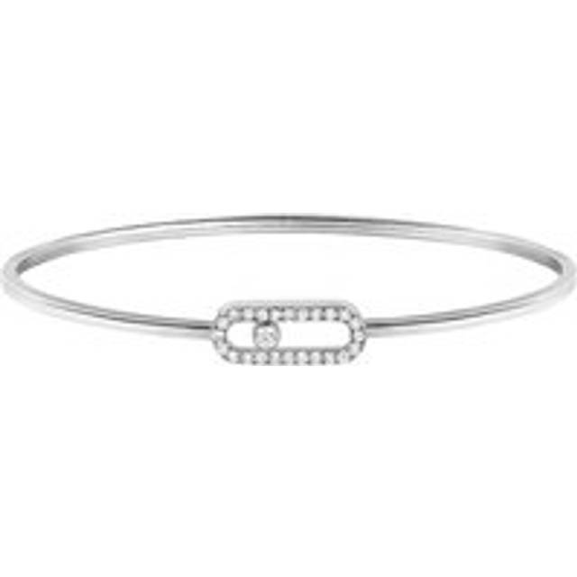 Messika Move Uno 18ct White Gold 0.34ct Diamond Pave Flex Bangle - M (15.5-16cm)