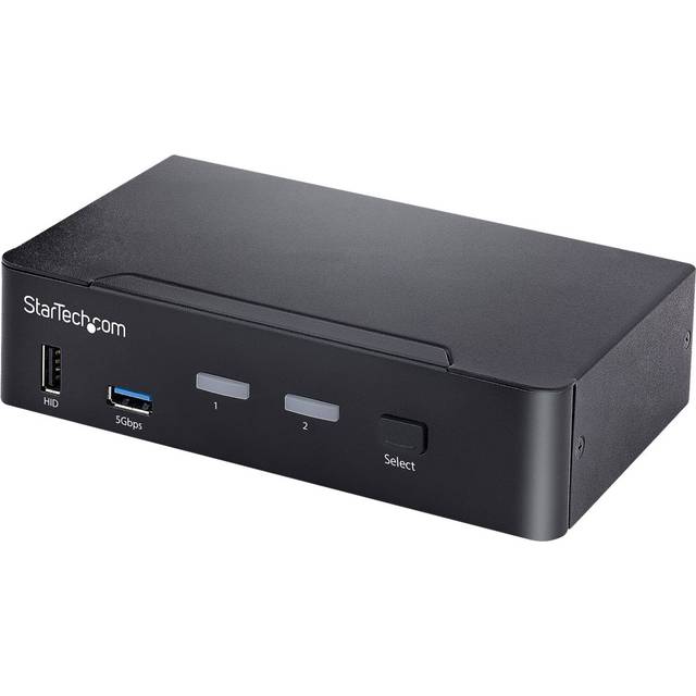 StarTech.com 2-portars USB C KVM-switch, KVM-omkopplare med 4K 60Hz DisplayPort UHD HDR-video, Thunderbolt 3/4 och USB C DP gammalt läge, ljud, 4 x USB, 2 x USB-A 5 Gbit/s hub, hot key switching