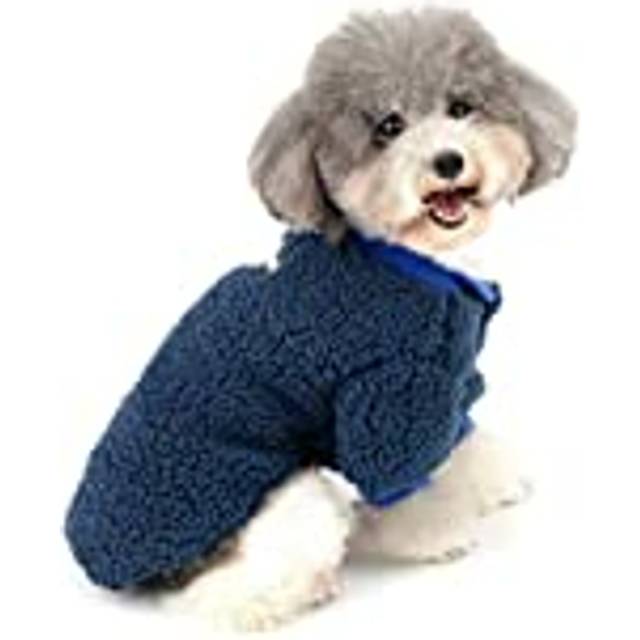 Small Dog Clothes Coat Winter Fleece Warm Puppy Jacket Apparel Chihuahua Sweater Clothing Pet Cat Doggie Boys Girls Jumper Blue XXL