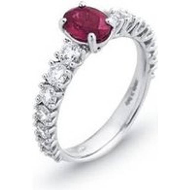 Ponte Vecchio Eternity 18ct White Gold 1.00ct Ruby Diamond Oval Cut Ring - White Gold