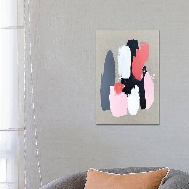 Pink Black and Grey III - Graphic Art Print on Canvas - Wrapped Canvas (66.04 cm H x 45.72 cm W x 3.175 cm D)
