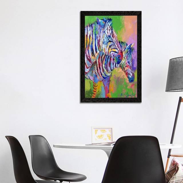 Zebra by Richard Wallich - Painting Print on Canvas - Black Framed (152.4cm H x 101.6cm W x 3.81cm D)
