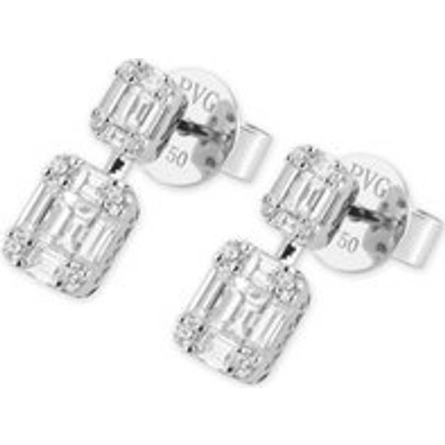 Ponte Vecchio Benvenuto 18ct White Gold 1.14ct Diamond Baguette Cut Drop Earrings - White Gold