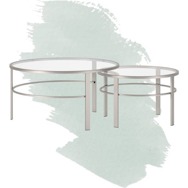 Eva Nesting 2 Piece Coffee Table Set - Nickel (47cm H X 91.4cm W X 91.4cm D)