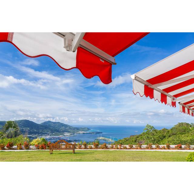 Awning over Bright Sunny Blue Sky with the View by Elenaseychelles - Wrapped Canvas Photograph (30cm H x 46cm W)