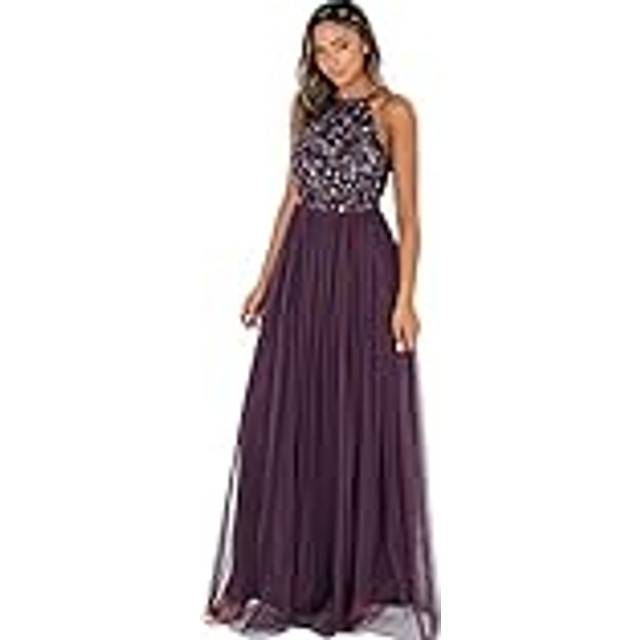 Maya Deluxe Halterneck Embellished Sequin Maxi Dress