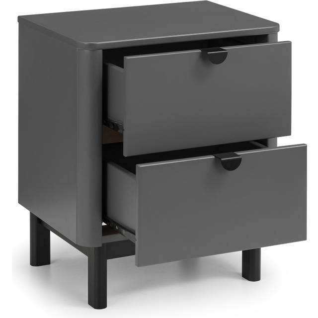 Chloe - 2 Drawer Bedside Table - Grey - Wooden - Happy Beds