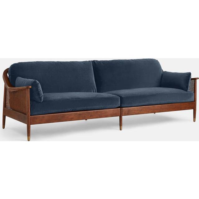 Atlanta Four Seater Sofa, Velvet, Grey Blue