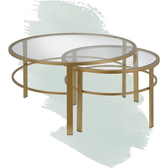 Eva Nesting 2 Piece Coffee Table Set - Gold (47cm H X 91.4cm W X 91.4cm D)