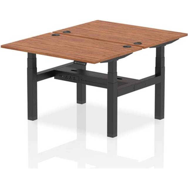 Air 1200 x 800mm Height Adjustable 2 Person Bench Desk Walnut Top with Cable Por