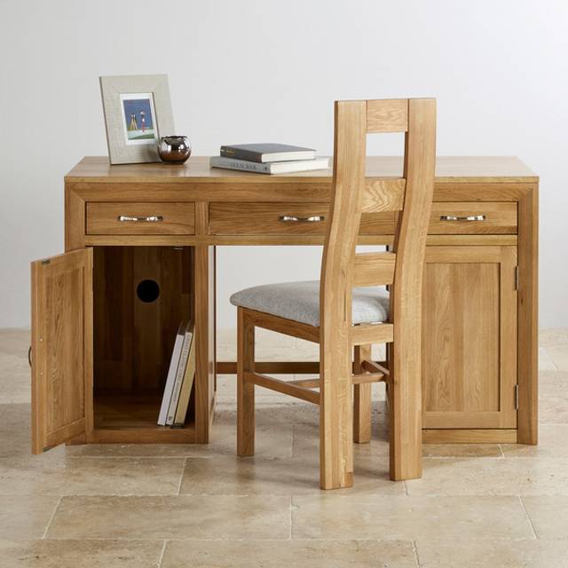 Natural Solid Oak Desks - Desk - Bevel Range - Oak Furnitureland