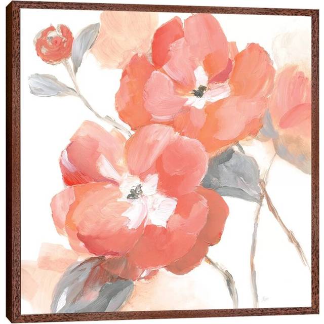Coral Fantasy II by Nan - Graphic Art Print on Canvas - Classic Brown Wood Framed (93.98cm H x 93.98cm W x 3.81cm D)