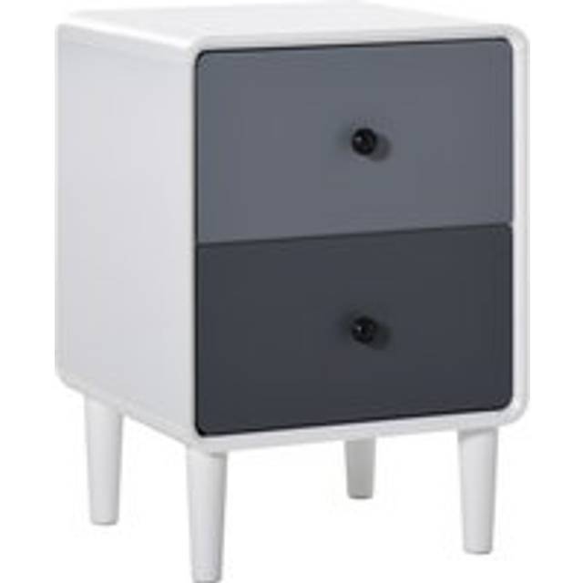 Homcom Modern Side Cabinet Nightstand Home Organizer With 2 Storage Drawer Unit