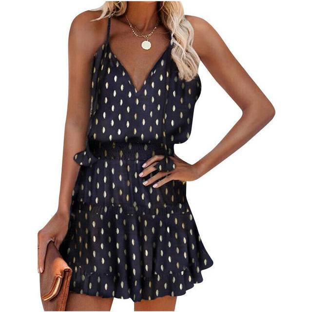 (3, S UK SIZE 6-8) Womens BOHO Summer Beach Mini Dress Ladies Holiday Strappy Sexy Cami Sundress