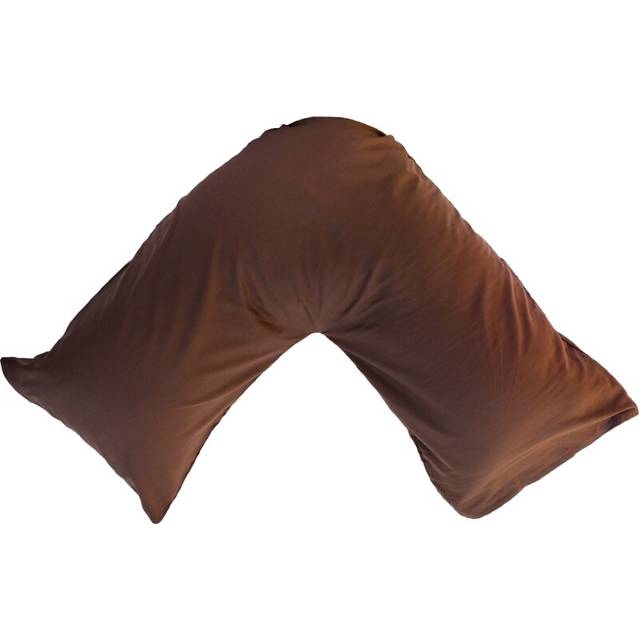 (Brown) Pack of 2 Plain Poly-Cotton Back & Neck Support V Shaped Pillowcase Orthopaedic/Pregnancy/Nursing Pillow Case Pair- Available in 25 Colours 74