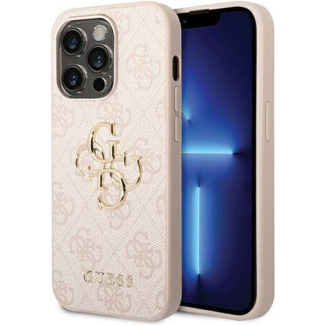 iPhone 15 Pro Max Guess 4G Big Metal Logo Hybrid Skal - Rosa
