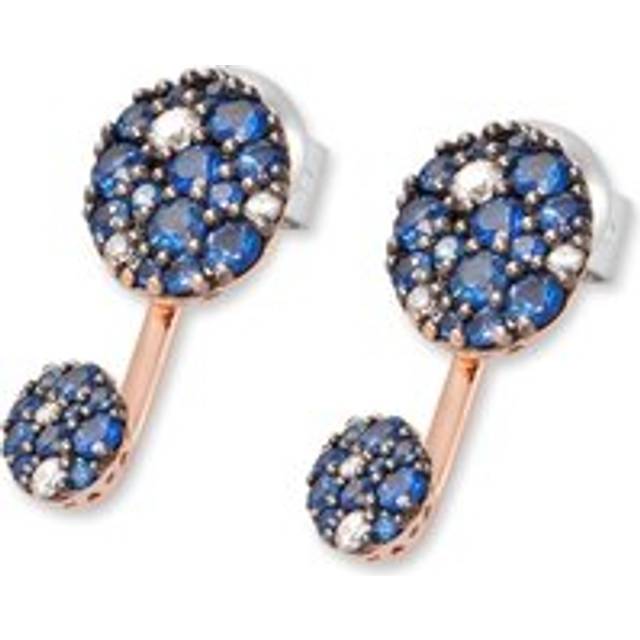 Ponte Vecchio 18ct Rose Gold Sapphire Diamond Drop Stud Earrings
