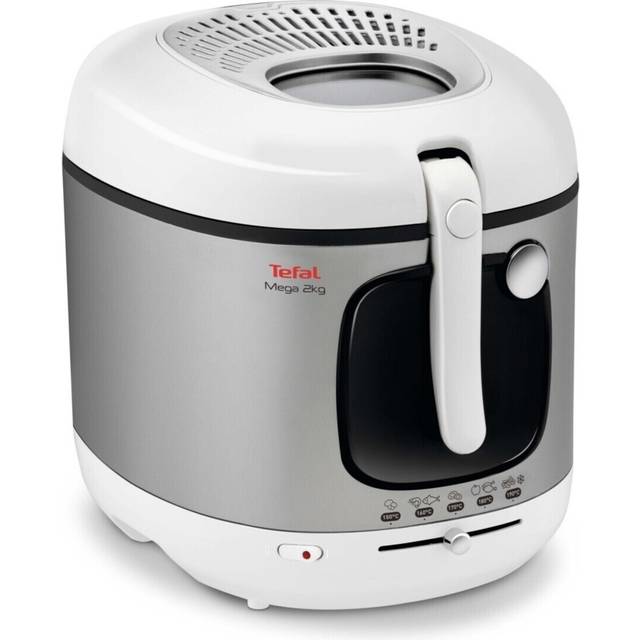 Tefal FR4800 Mega 2 kg elektrisk fritös | 3,3 l oljekapacitet | anti-luktfilter | diskmaskinssäkra delar | visningsfönster | justerbar termostat | vit/rostfritt stål
