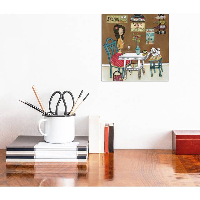 Bichon Bistro by Jamie Morath - Wrapped Canvas Art Prints (30.48 cm H x 30.48 cm W)