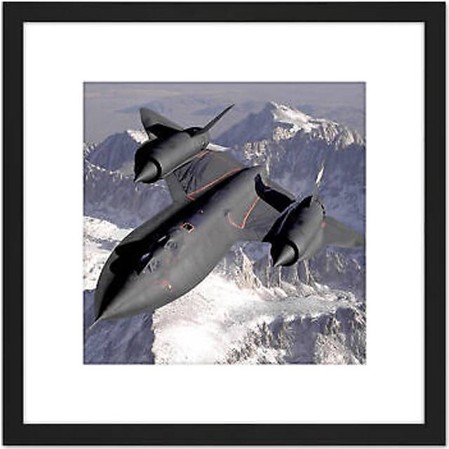 Military USA USAF SR-71B Blackbird Aircraft Photo 8X8 Inch Square Wooden Framed Wall Art Print Picture with Mount - One Size