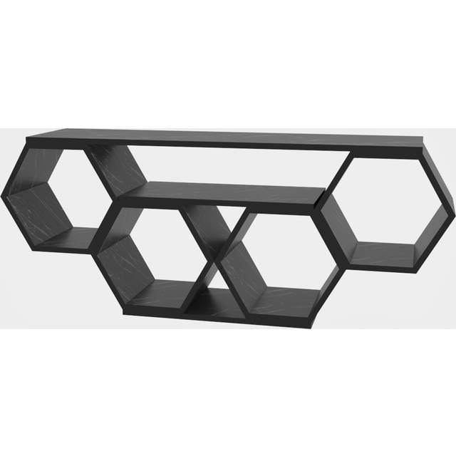 Decorotika Honey 120 Cm Wide Hexagonal Tv Unit For Tvs Up To 51" - Full Bendire, Black