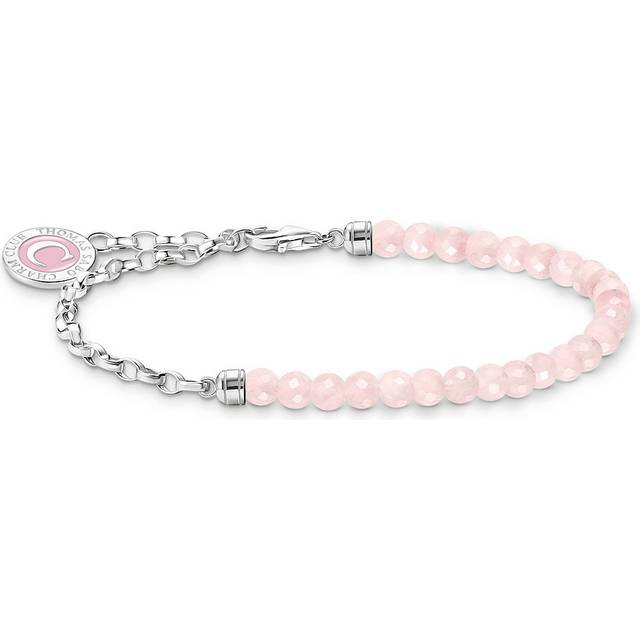 THOMAS SABO Silver Rose Quartz 17cm Bead Charm Bracelet A2130-067-9-17
