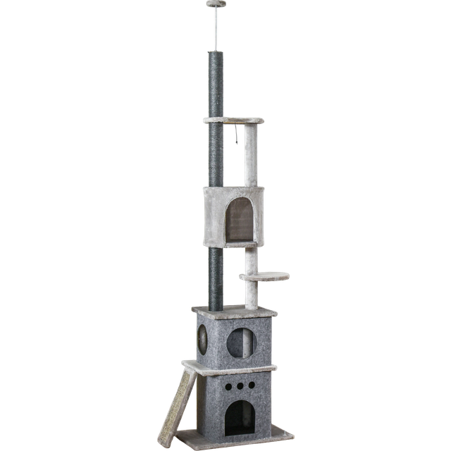 PawHut Ceiling High Cat Tree Climbing Activity Centre - Grey