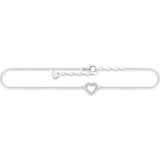 THOMAS SABO Sterling Silver Open Cubic Zirconia Heart Anklet AK0007-051-14-L27V