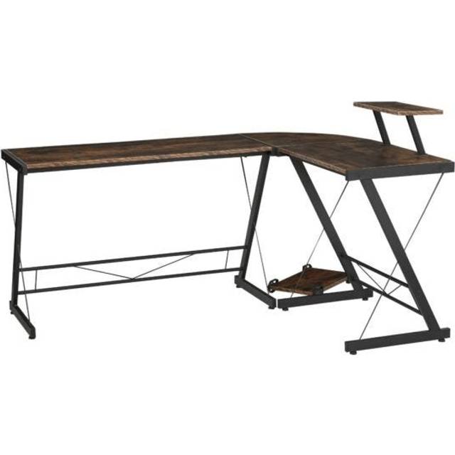 L Shaped Desk Round Corner Computer Gaming Table Workstation with Storage Shelf - CPU Stand for Home Office Industrial - CARTER | TJ Hughes