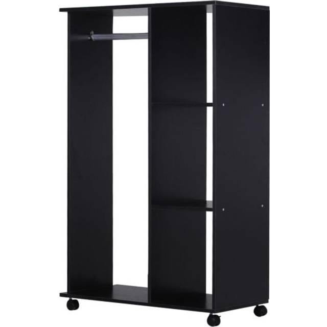 HOMCOM Open Wardrobe Rolling Garment Rack Black