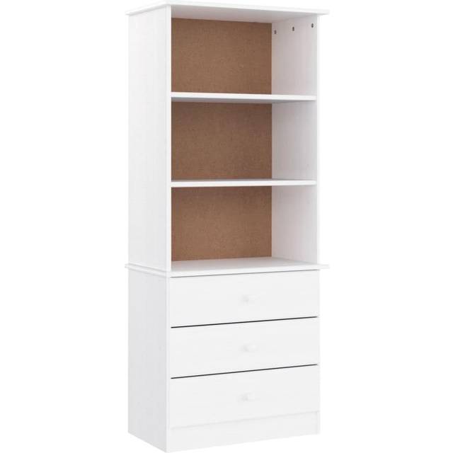 vidaXL Bookcase with Drawers ALTA White 60x35x142 cm Solid Wood Pine