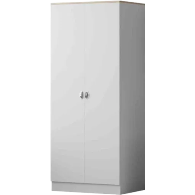 Fwstyle - Esher 2 Door Wardrobe White Bedroom Furniture Storage Cupboard Metal Cup Handles