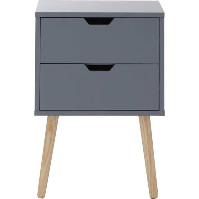 Nyborg Single 2 Drawer Bedside - Dark Grey - One Size