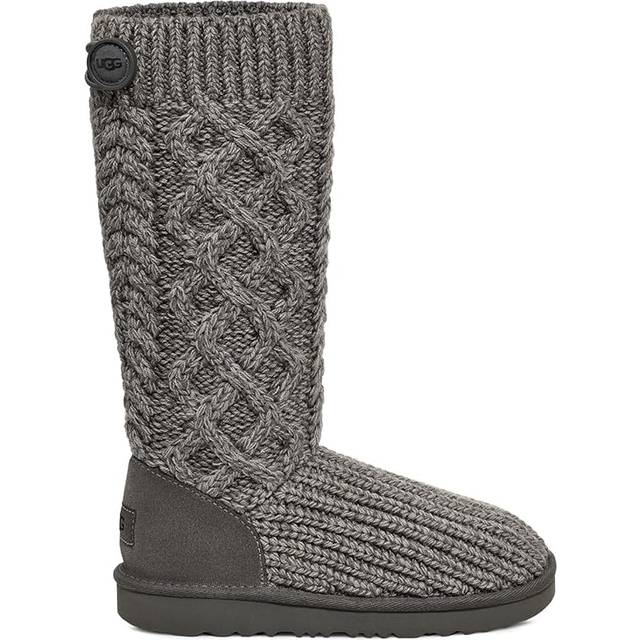 UGG® Classic Cardi Cabled Knit Boot in Grey, Size 2, Leather/Wool