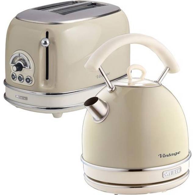 Ariete ARPK10 Vintage 2-Slice Toaster and 1.7L Dome Kettle - Cream, Cream