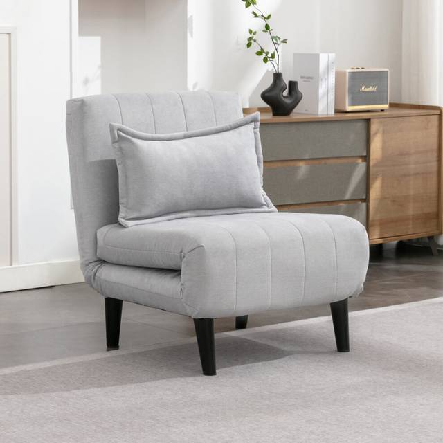 More4Homes Harper 1 Seater Folding Clic Clac Fabric Living Room Lounge Futon Sofa Bed Grey, Grey