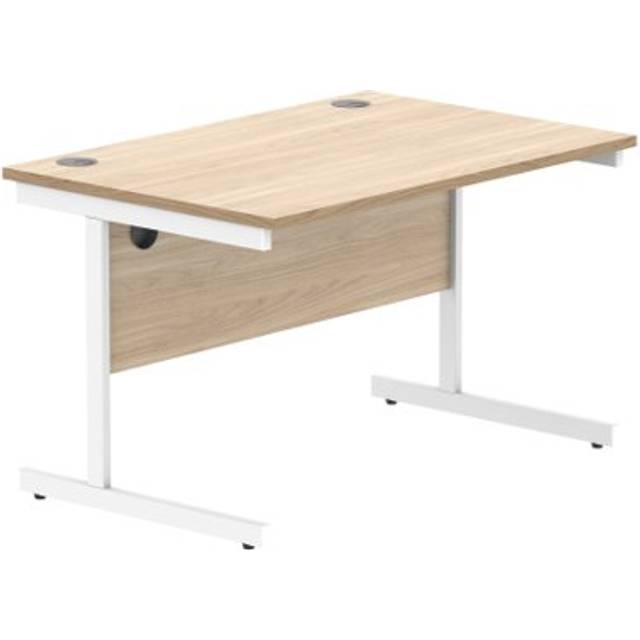 Office Rectangular Desk Steel Single Cantilever 1200X800 Oak/White
