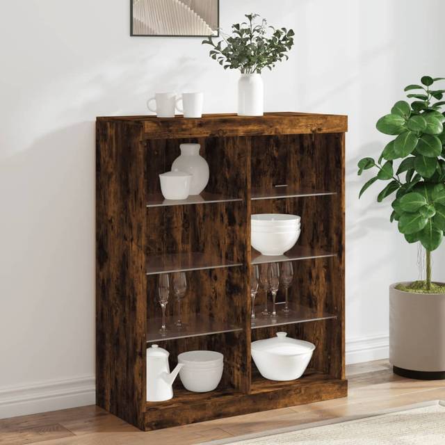 Vidaxl - Sideboard with led Lights Smoked Oak 81x37x100 cm