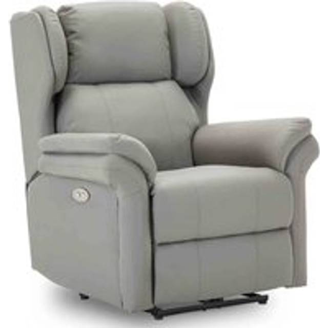 (Grey) Oakford Electric Bonded Leather Auto Recliner Wing Back Lounge Chair With Usb
